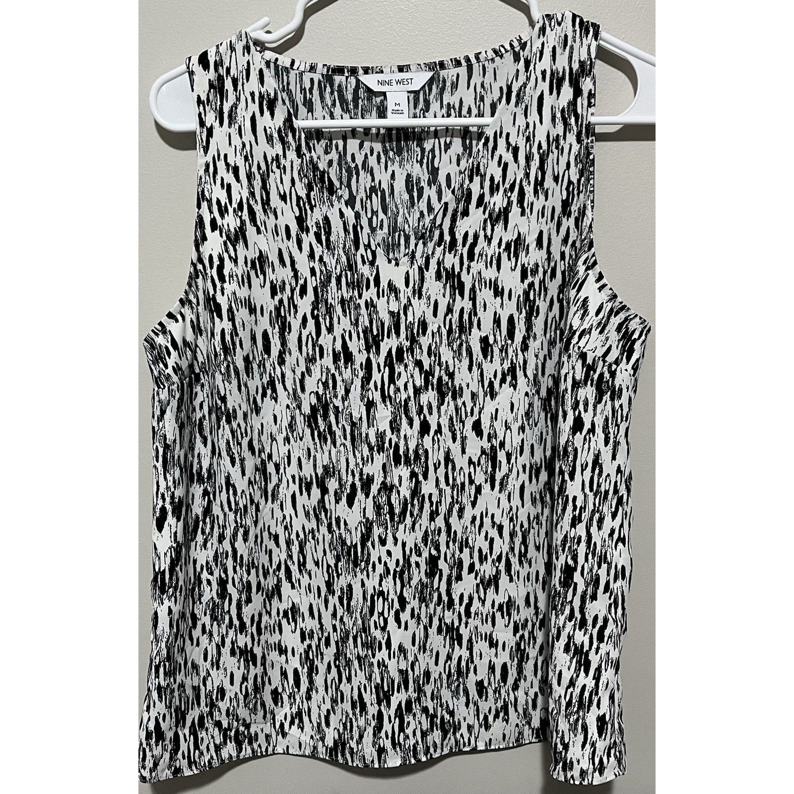 Nine West Women's Plus Dressy Tank Black And White Animal Print Size Medium